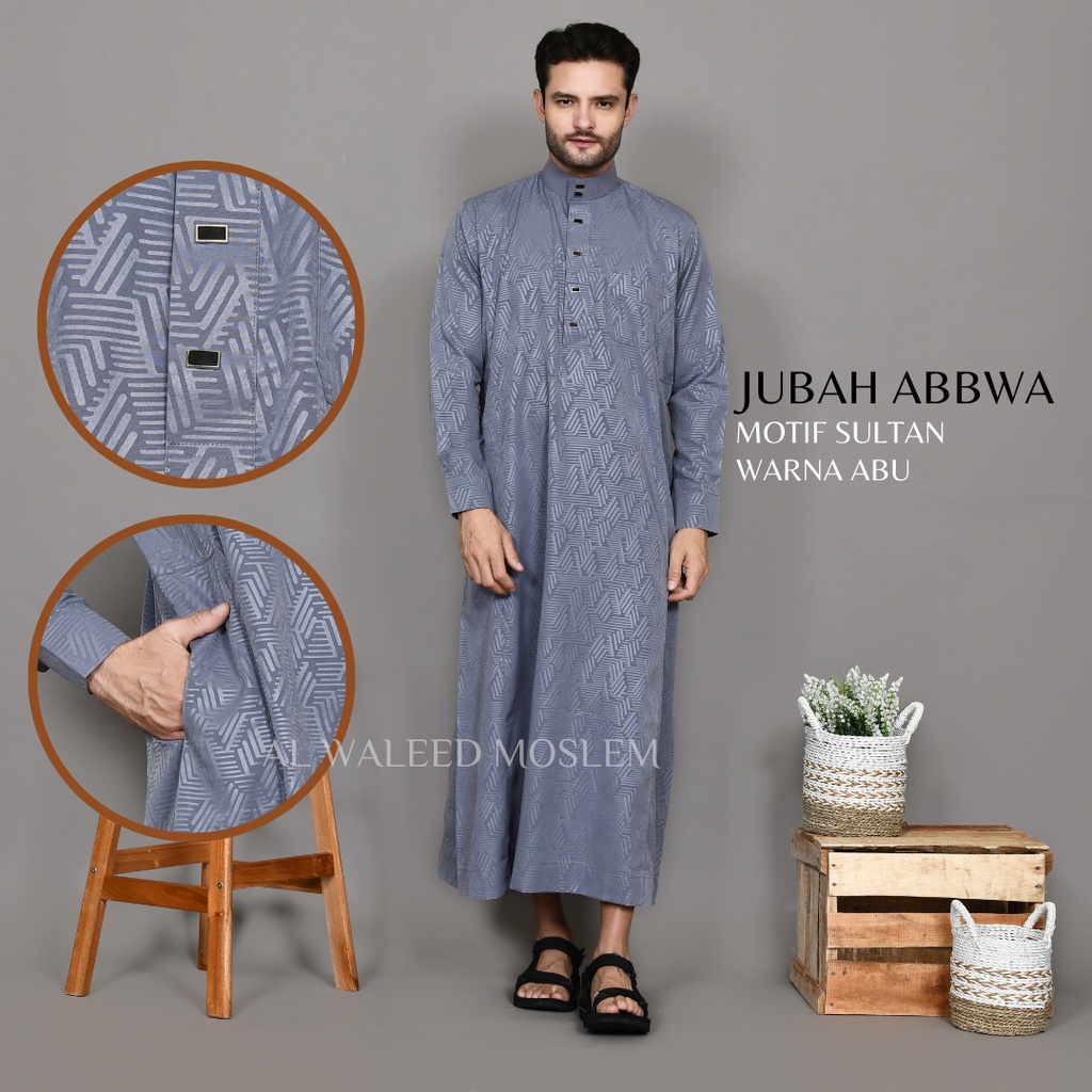 Jubah Pria Terbaru - Jubah Pria Alwaleed Motif Embos