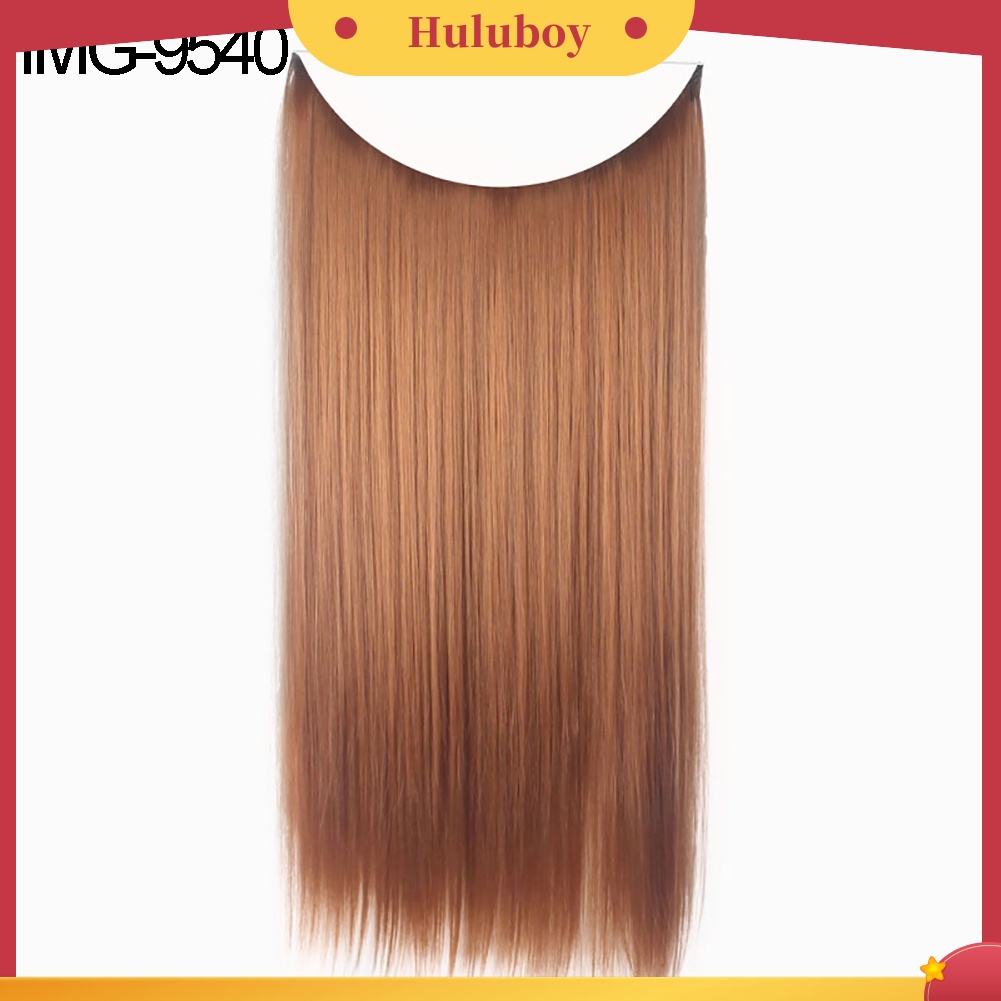 Wig Rambut Ekstensi Model Panjang Keriting Lurus Bahan Serat Alami Untuk Wanita