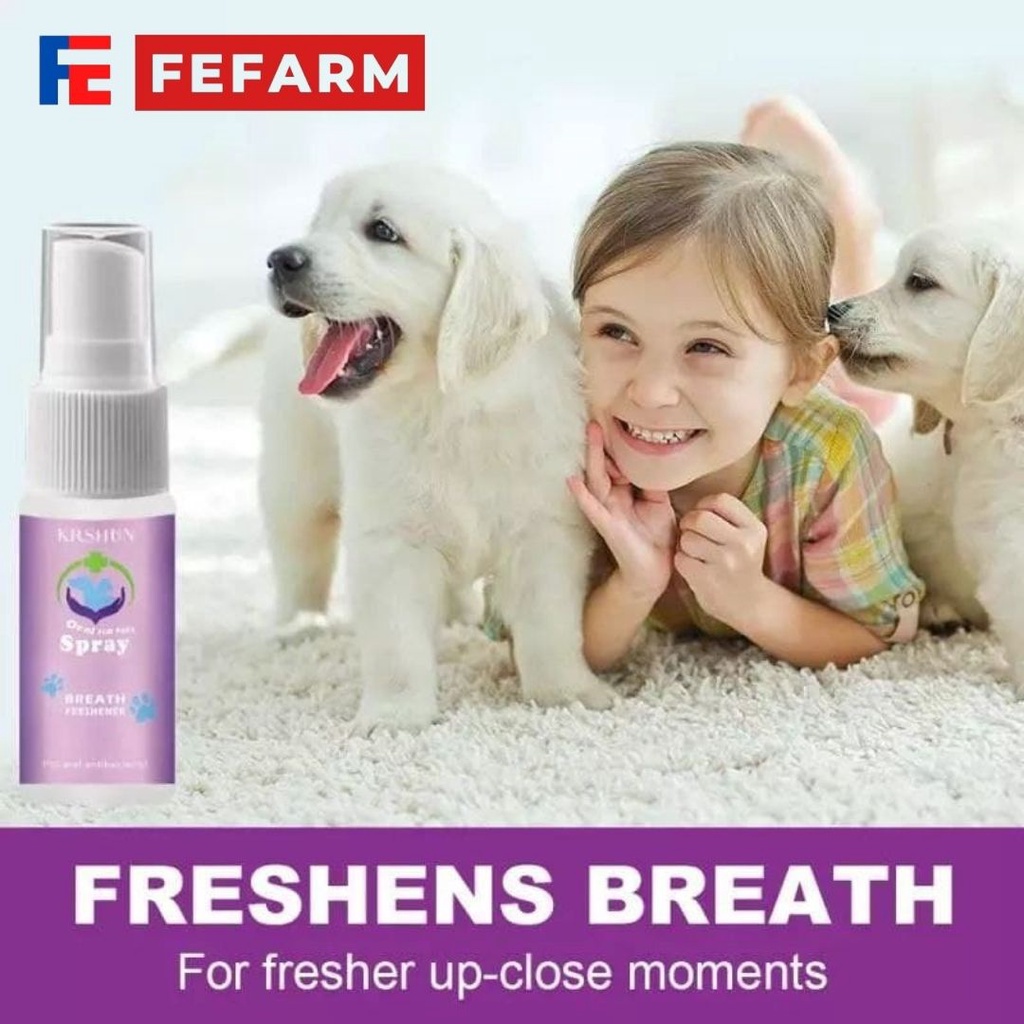 Penghilang Bau Mulut Kucing PET DENTAL SPRAY Obat Pembersih Kerak Gigi Dental Care Cat FEFARM