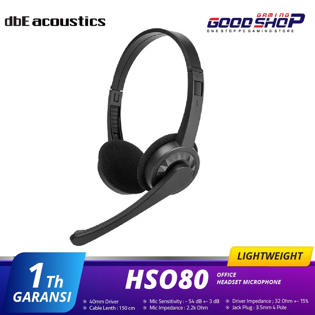 dbE HSO80 Lightweight Office Headset Gaming