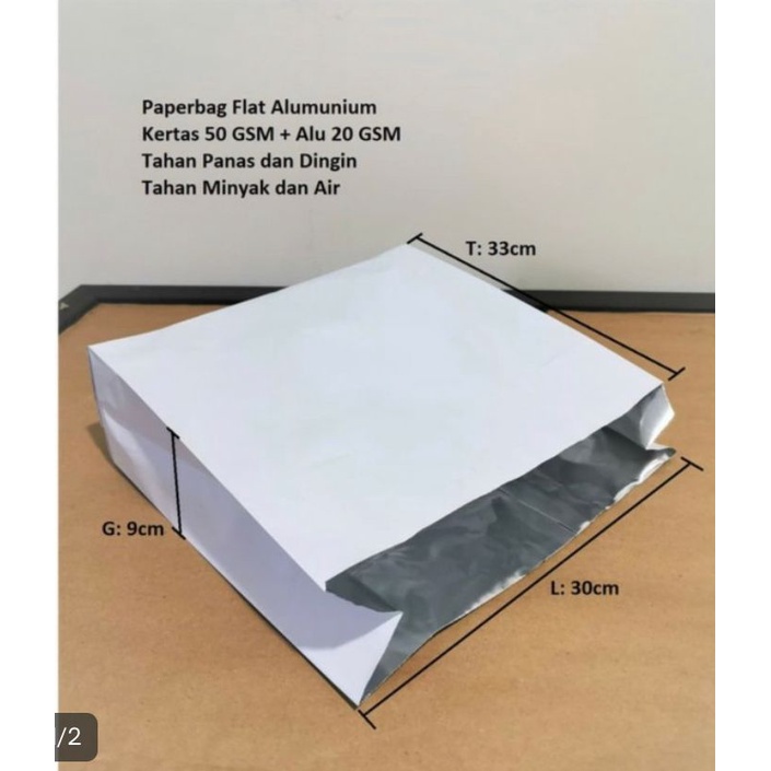 

Kantong kertas food grade aluminium (L) 20 pcs 30x9x33 (pilih ukuran)