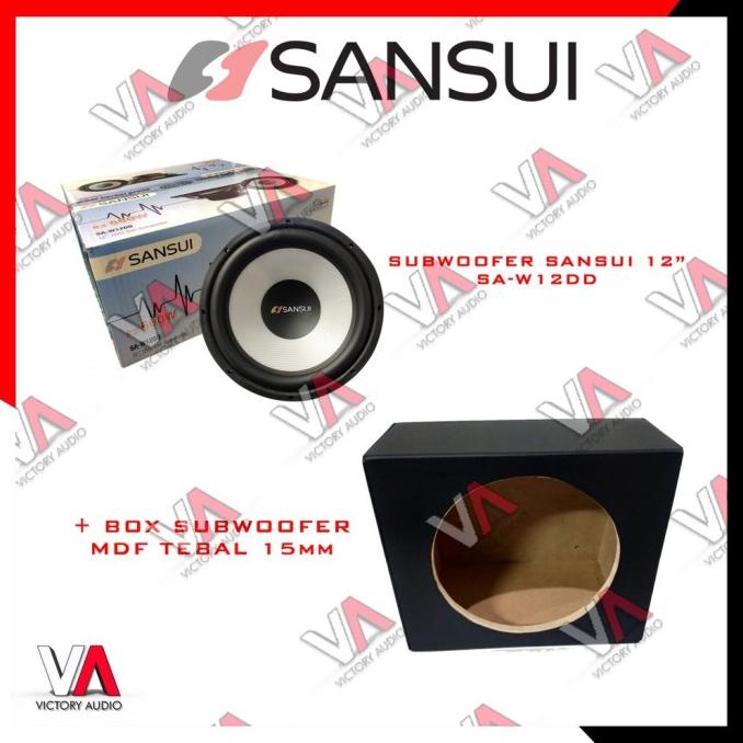 Paket Audio Mobil Subwoofer Sansui Sa-W12Dd Box Subwoofer Mdf Tebal