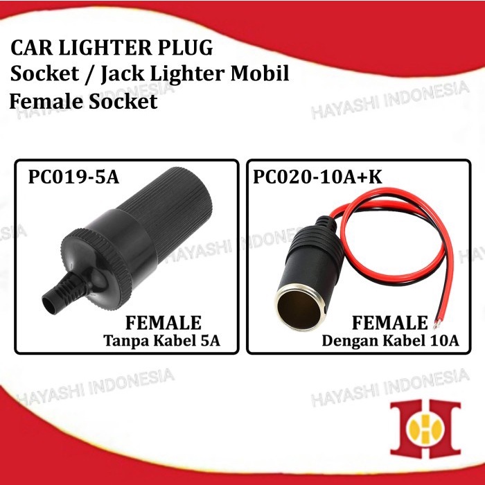 Soket Socket Car Lighter Jack Colokan Mobil Betina Female Kabel 12 24V