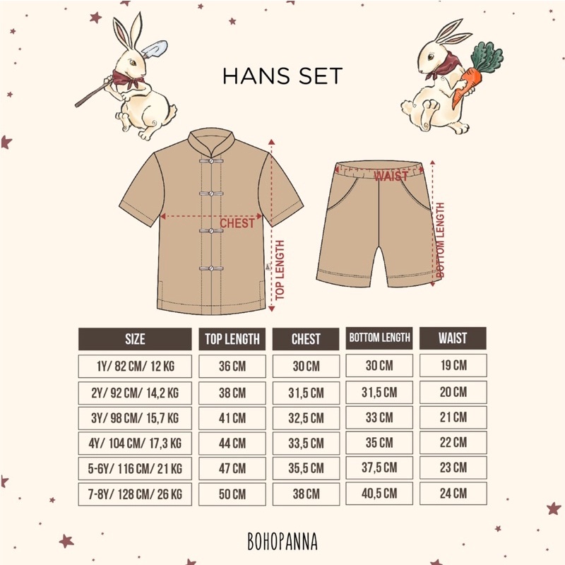 BOHOPANNA HANS SET BOHOPANNA /CNY SET KIDS/ CHEONGSAM ANAK LAKI LAKI / CONGSAM BOYS