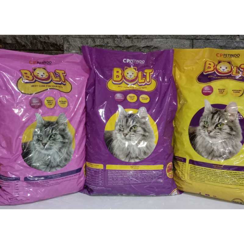 Bolt Cat Repack 1kg Kitten &amp; 800gr Adult All Variant -  makanan kucing bolt dry catfood
