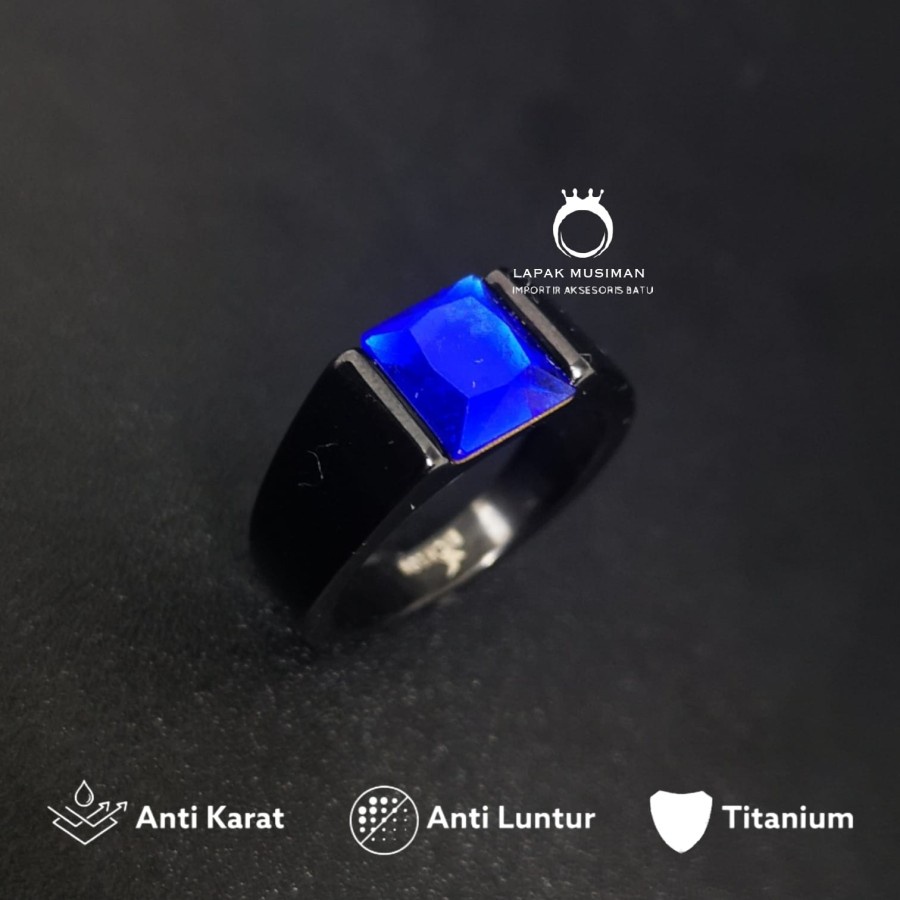 [Bayar Di Tempat] Cincin Pria Titanium Anti Karat Kualitas Super Batu Permata