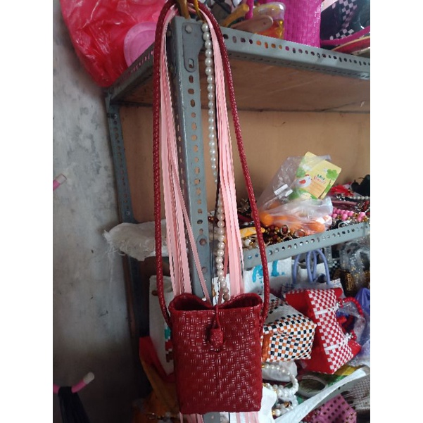 tas anyam jali/ tas slimbag / tas selempang / tas hp dan dompet