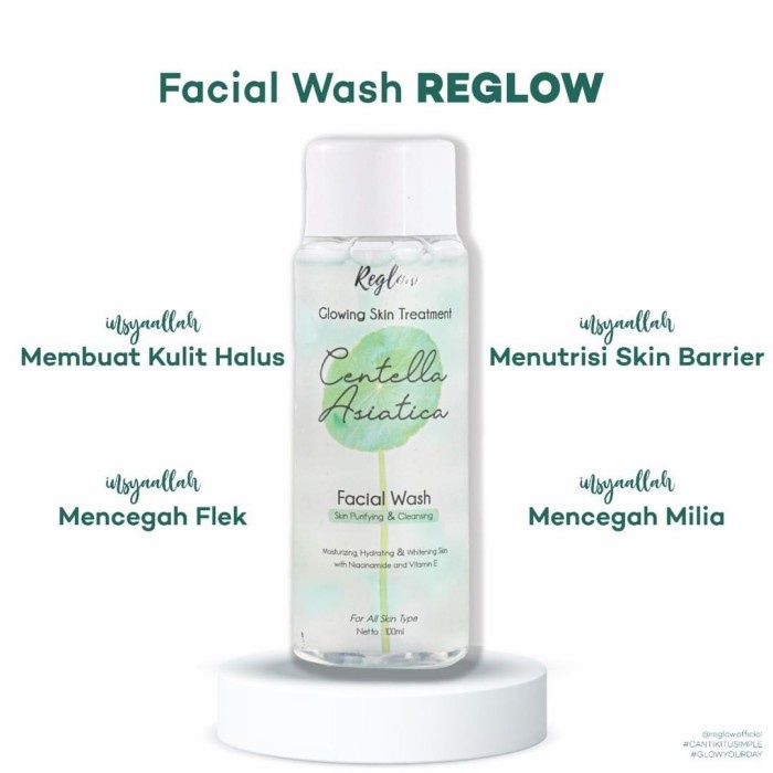 Facial Wash Purifying dan Cleansing Reglow | Pencuci Wajah Glowing | Kosmetik Pencerah | Pembersih Muka
