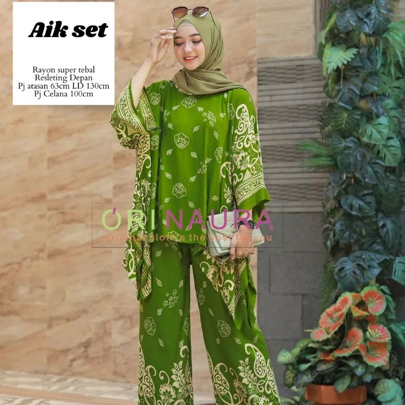 SETELAN RAYON WAKA BUSUI ONE SET BATIK AIK JUMBO SETELAN TYE DIE KULOT PREMIUM