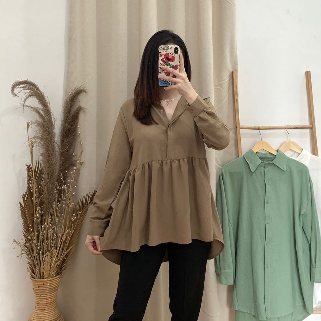 Carissa Longshirt - Kemeja Blouse Wanita - Atasan Wanita - Busui Friendly