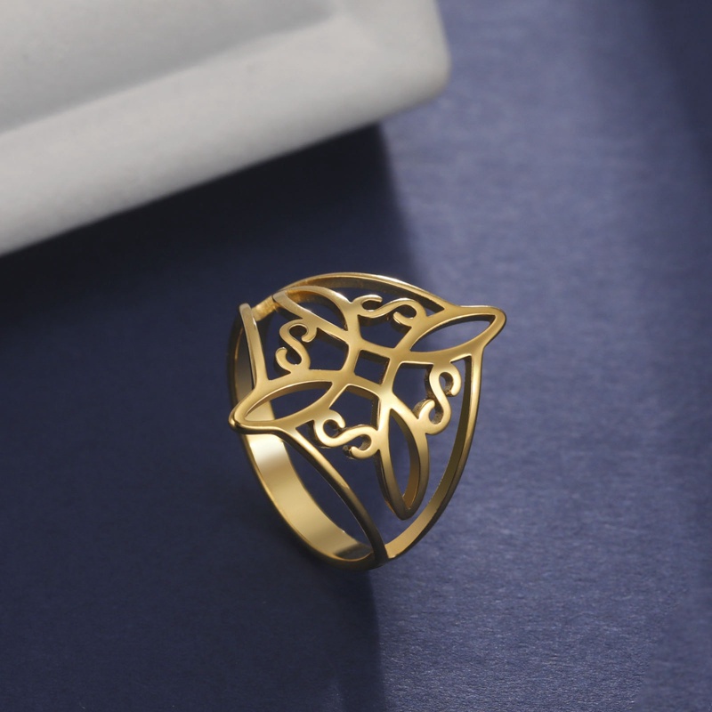 Penyihir Simpul Stainless Steel Cincin Wiccan Silang Celtics Knot Wanita Rings Jimat Perlindungan Keberuntungan Jimat Tahun Baru2023Hadiah