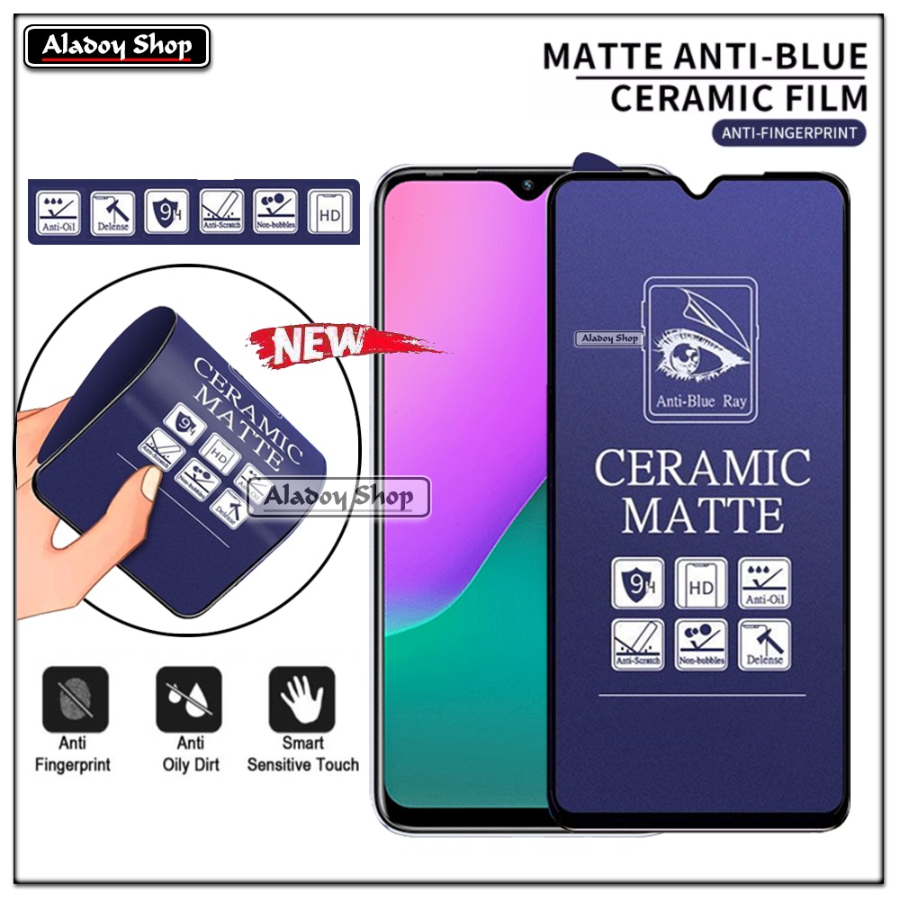 PAKET 3IN1 Anti Gores Blue Matte Anti Glare Infinix Hot 10 Play + Tempered Glass Camera dan Skin Carbon