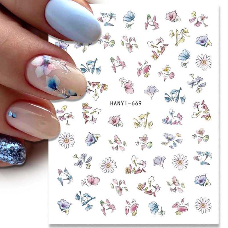 Stiker Kuku Holografik 3D Motif Bintang / Hati / Kupu-Kupu Warna Gold / Silver Untuk Dekorasi Nail Art DIY