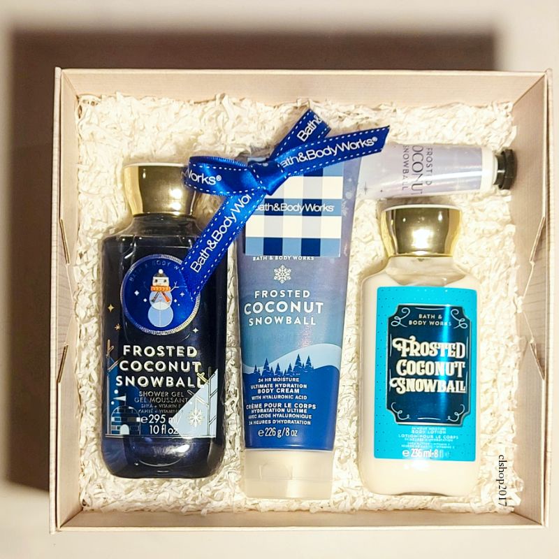 BBW FROSTED COCONUT SNOWBALL FULL SIZE GIFT SET PAKET BATH &amp; BODY WORKS