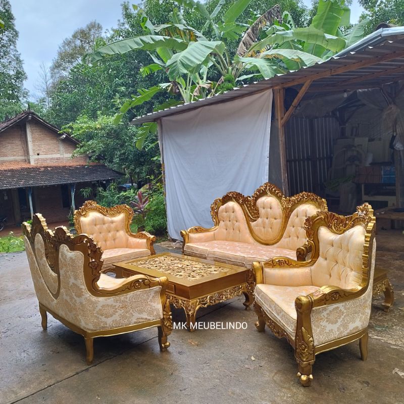 SET KURSI SOFA TAMU UKIR KAYU JATI / SET MEJA TAMU UKIR KAYU JATI