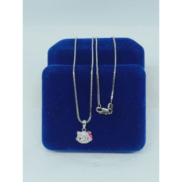 kalung anak rantai itali santa+liontin hello kitty mp/perak asli silver 925 lapis emas/perhiasan fashion wanita terbaru