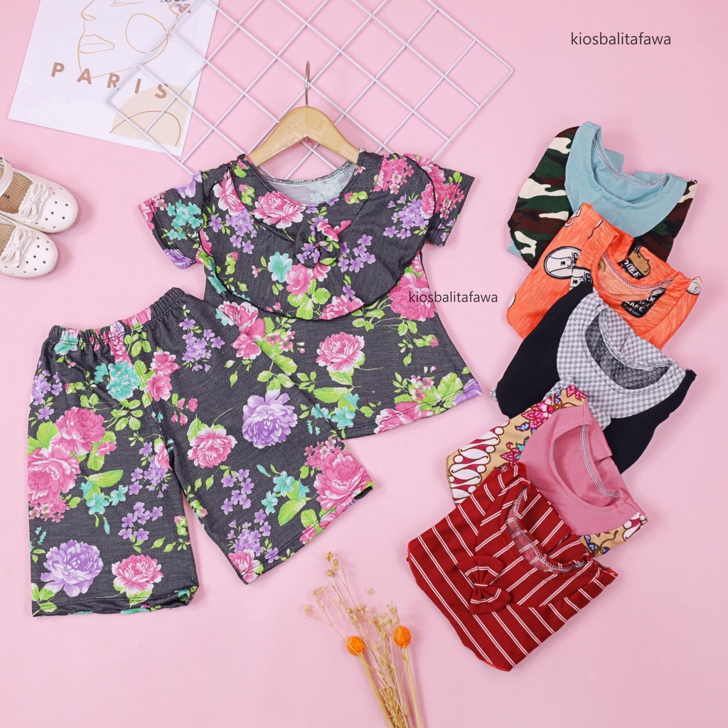 [MOTIF] Set Kylie Anak uk 1-4 Tahun / Setelan Atasan Bawahan Kulot Perempuan Baju Perempuan Import