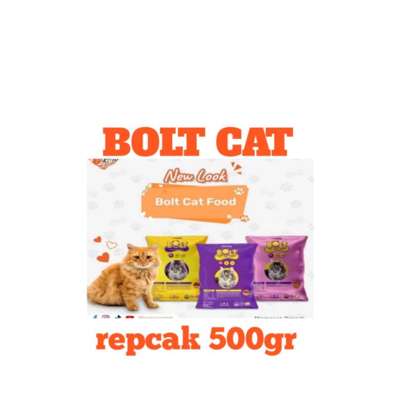 makanan kucing bolt 500gr repack plastik curah
