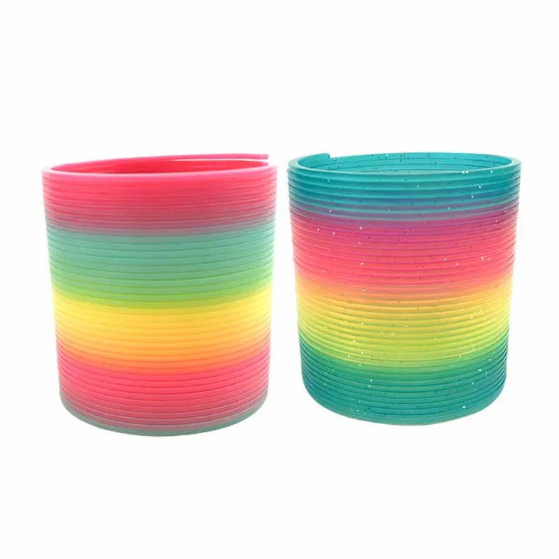 Mainan Slinky  Magic Spring Rainbow Spiral / Mainan Per Anak Pelangi / Mainan Montessori / Mainan Edukasi / Yoyo Cincin LED Nyala