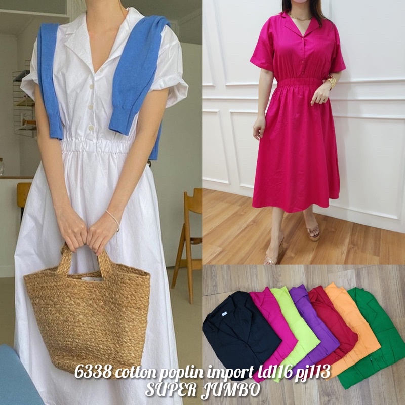 dress / tunik wanita jumbo bahan katun poplin 6338