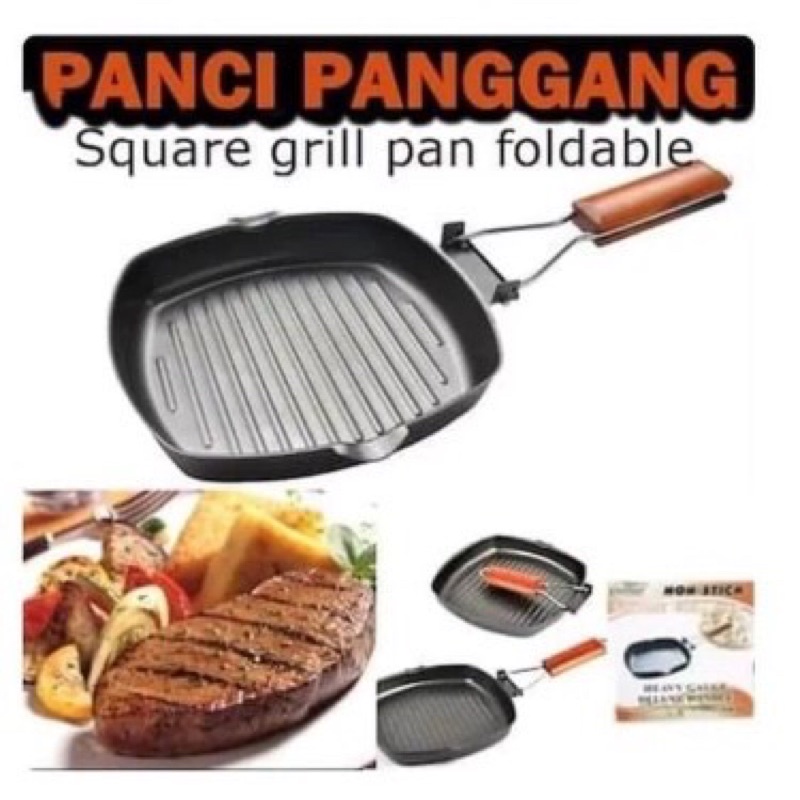 Square Grill Pan Panggangan BBQ Lipat 20cm Anti Lengket