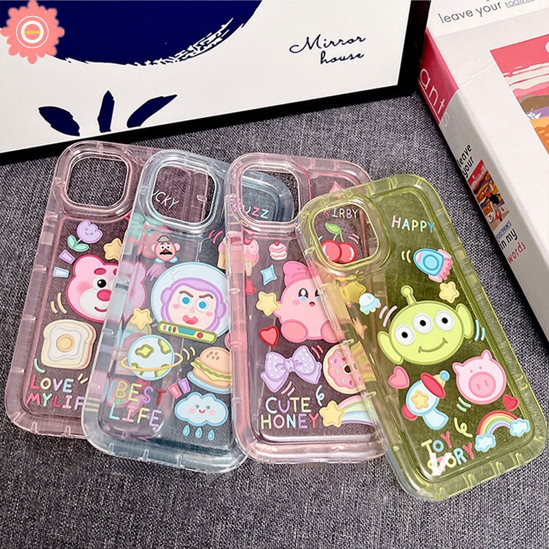 Casing Airbag Shockproof Kompatibel Untuk iPhone 7plus 11 14 13 12 Pro MAX XR 78 6 6S Plus X XS MAX Beruang Strawberry Lucu Kirby Cherry Candy Kartun Stiker Lembut TPU Phone Cover