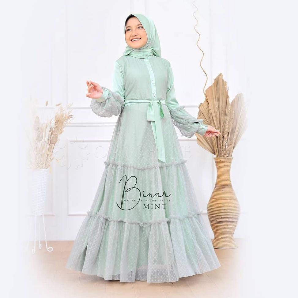 [D-V5V[✪] BINAR KIDS Baju Gamis Anak Perempuan Umur 10 -12 Tahun Baju Gamis Syari Anak Terbaru Gamis