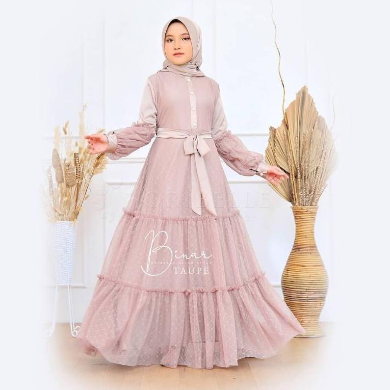 [M-55 ㊚] BINAR GAMIS ANAK / PAKAIAN ANAK 10-14 TAHUN / BAJU BRUKAT ANAK / Gamis Brokat Tile Anak Per