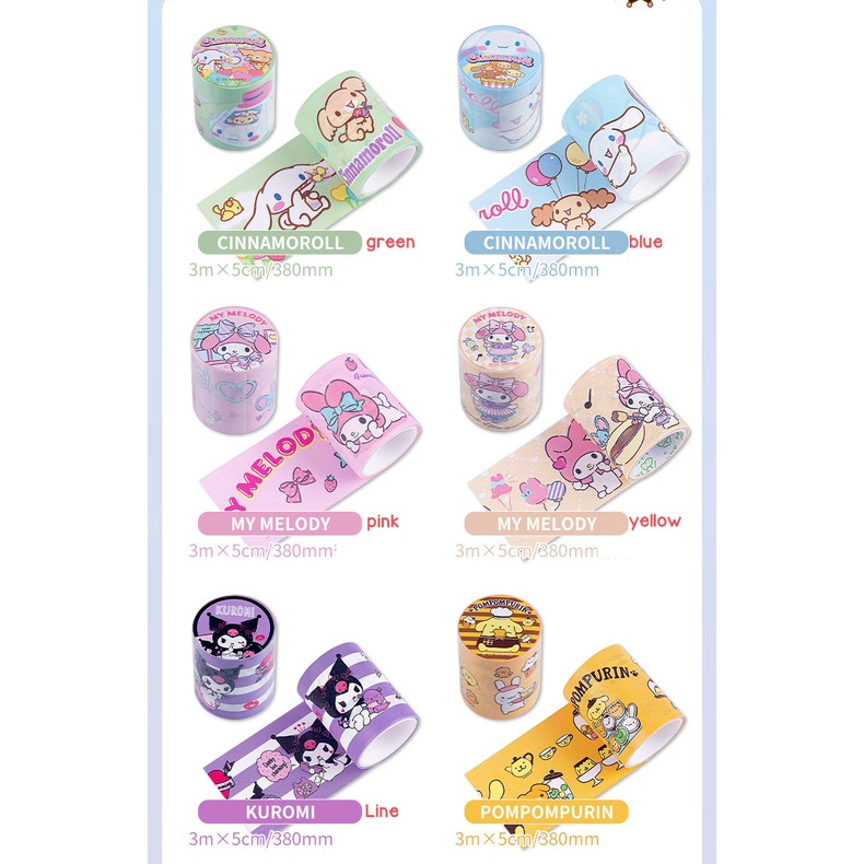 Sticker Stiker Washi Tape Masking Tape Selotip Motif Sanrio kertas motif Polos Motif Kotak Kotak Lucu Dekorasi Buku Book Diary Diari Memo Journal Catatan Harian  Alat Tulis Bisa Untuk Kado Ulang Tahun Scraping book @banyak