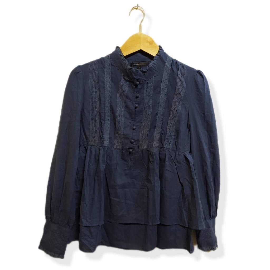 BLOUSE RENDA BIRU DONGKER - ATASAN WANITA CASUAL