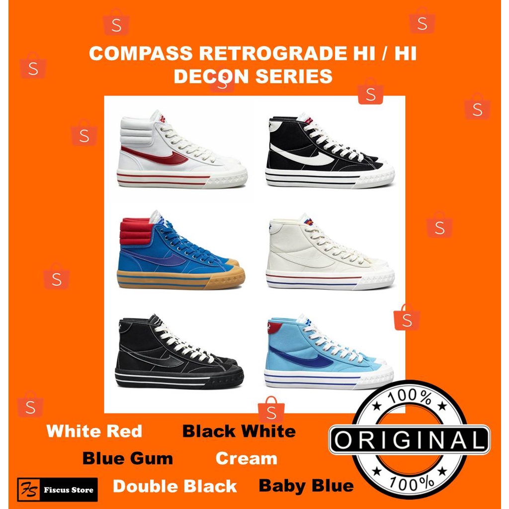 [ORIGINAL] COMPASS Retrograde High Decon Black White / Cream / Blue Gum / White Red / Baby Blue / Do