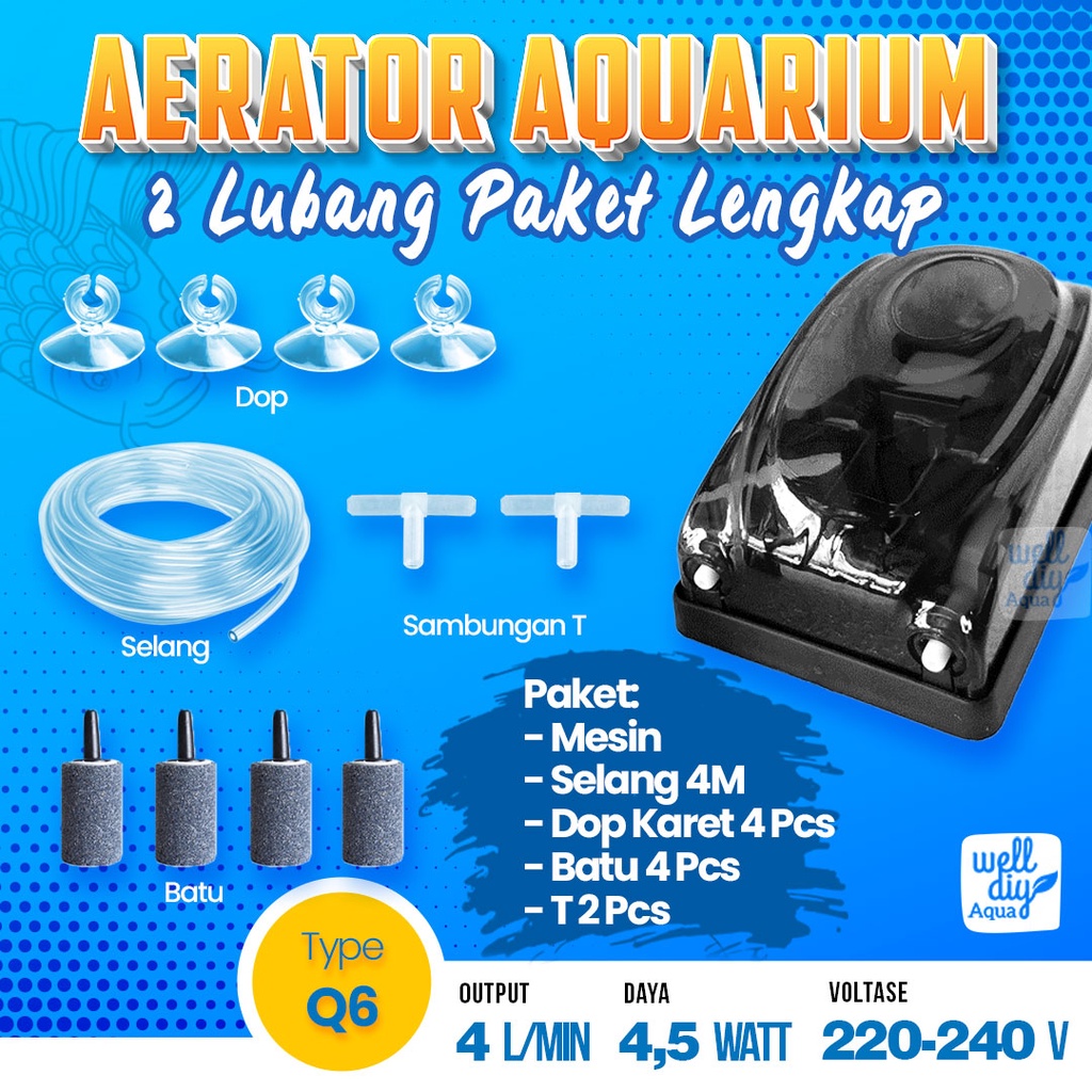 Aerator Aquarium Air Pump Mesin Gelembung Udara 1 Lubang