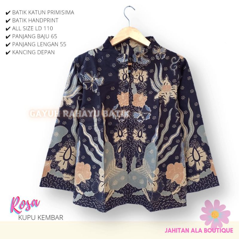 Blus Rosa kupu kembar kuning batik solo atasan kerja blus wanita