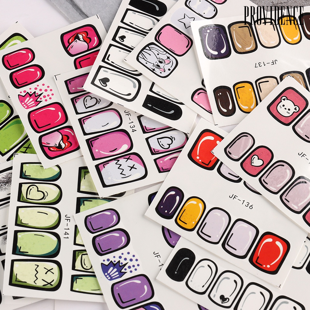 Providence Nail Art Slider Perekat Diri Tidak Luntur Mudah Tempel Efek 3D DIY Yang Dapat Dilepas Cakupan Penuh Gaya Graffiti Kartun Nail Art Stiker Perlengkapan Kuku