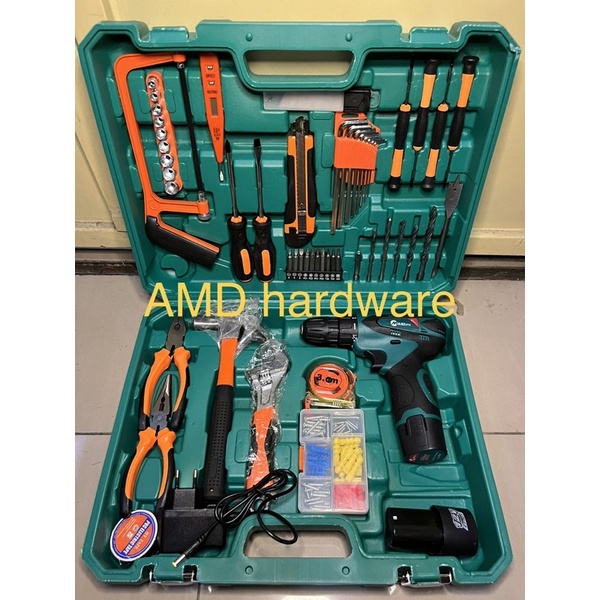 PAKET TOOLKIT BOR CORDLESS LENGKAP TOOLBOX HANDTOOLS 12V Merk Mailtank SET Tools kit Tang Obeng Mata
