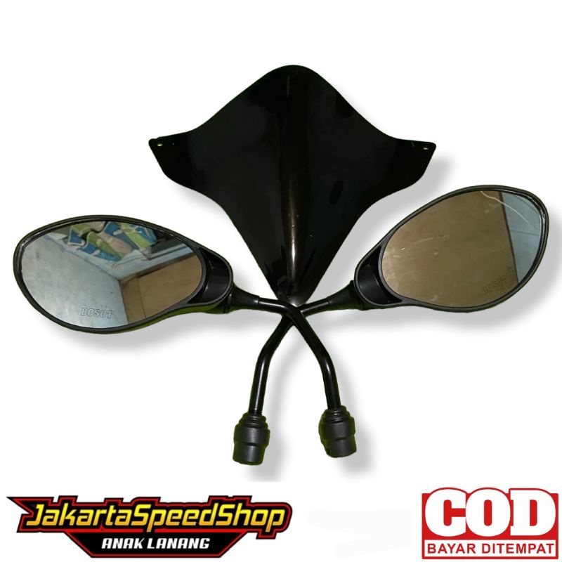 Paket variasi kaca spion x1 plus visor all new beat esp bahan akrilik free lem 3m double