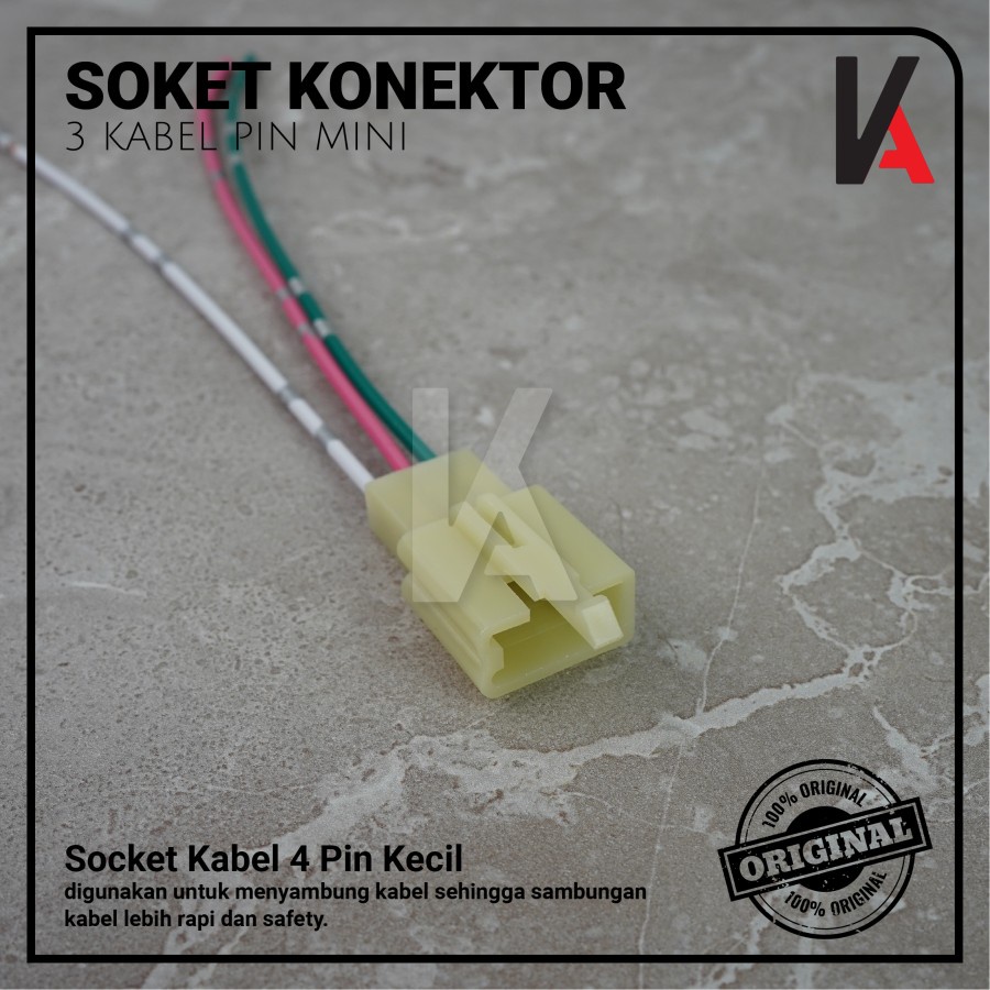 Soket Sambung 3 Pin Kecil / Mini Socket Kabel Konektor Mobil Motor