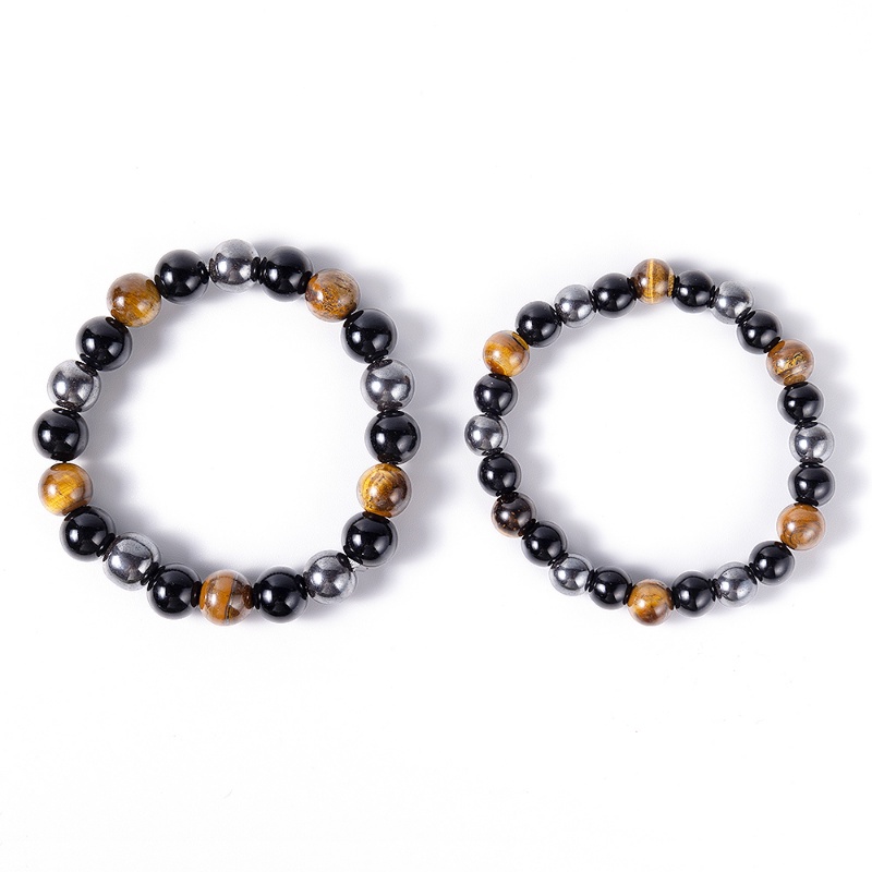 1pc 8pcs 10mm Hitam Obsidian Hematite Tiger Eye Beads Gelang Magnetik Perlindungan Kesehatan Perhiasan Untuk Wanita Pria