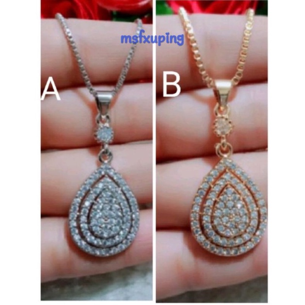 DAC07. Kalung+Liontin xuping wanita berlapis emas dgn mata zircon ukuran 45 cm Itali