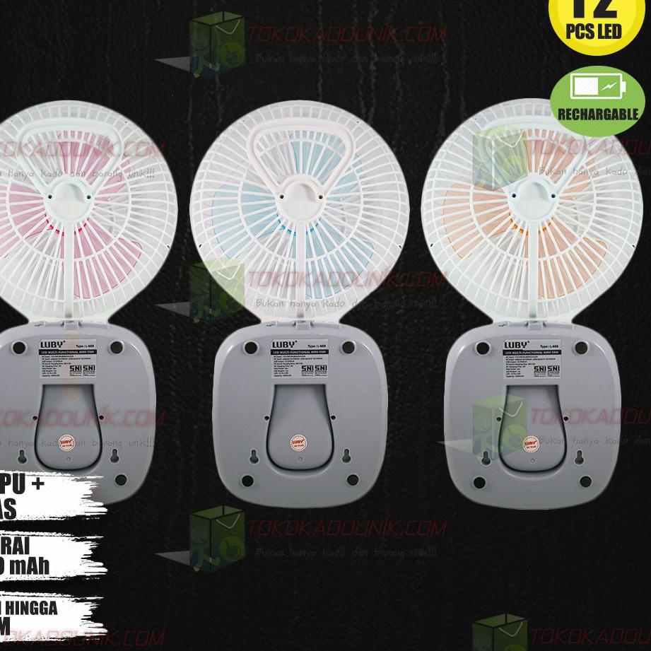 Super Produsen Kipas Lampu Emergency LB L688 Tahan 5 Jam + 12 LED Lampu PUTIH RANDOM