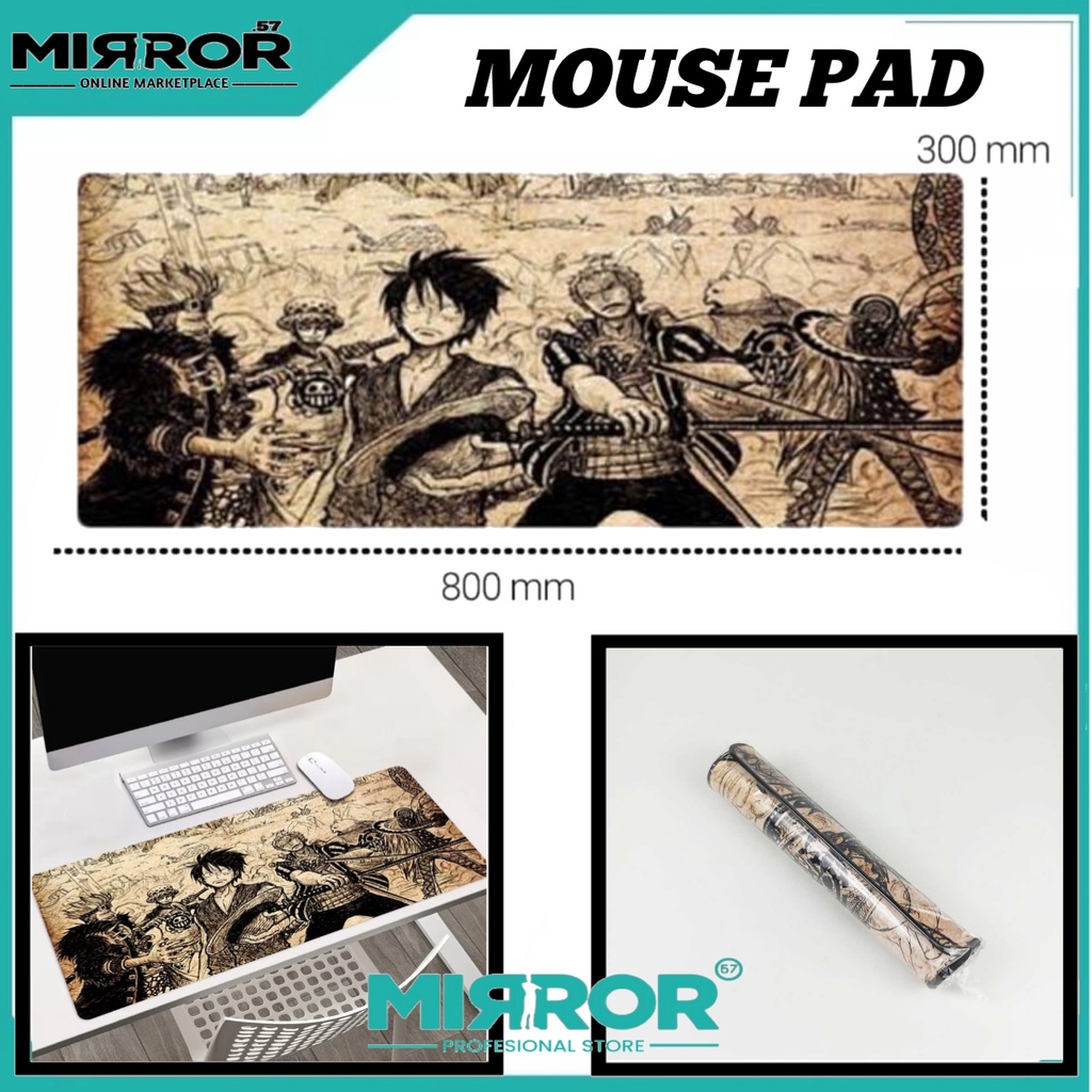 Mouse Pad Gaming XL Desk Mat | Alas Mouse Ukuran Besar Motif One Piece 30 x 80 cm Anti Slip