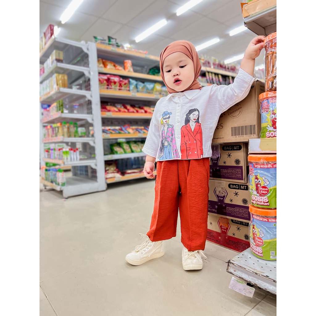 TOKOMILKAN - Set Baju Anak Perempuan ORYZA CROP TUNIK Bahan Cringkle Umur 1 - 7 Tahun