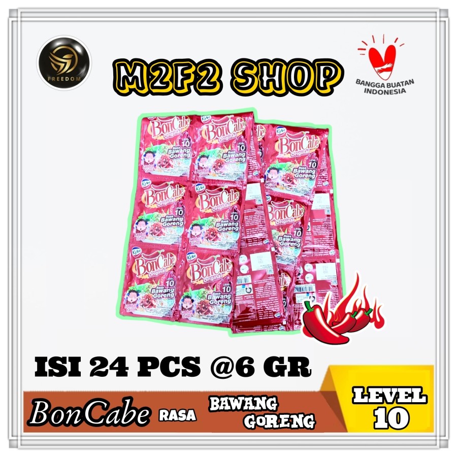 BonCabe Level 10 Sambal Tabur Original Rasa Bawang Goreng Sachet - 6 gr (Kemasan 24 Pcs)