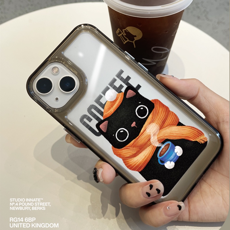 IPHONE Syal Cat Soft Phone Case Kompatibel Untuk Iphone14 13 12 11 Pro XS Max X XR 78 6 6S Plus Casing Transparan Shockproof TPU Cover