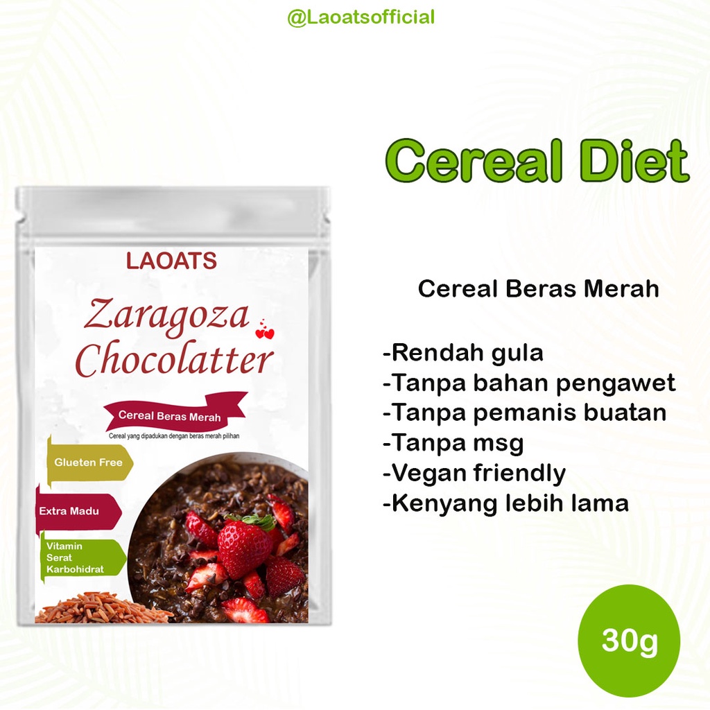 

Sereal Diet Pelangsing Penurun Berat Badan Rolled Oat Almond Milk Chia Seed Oatmeal Rendah Gula Beras Merah Laoats Zaragoza Chocolatter (30g)