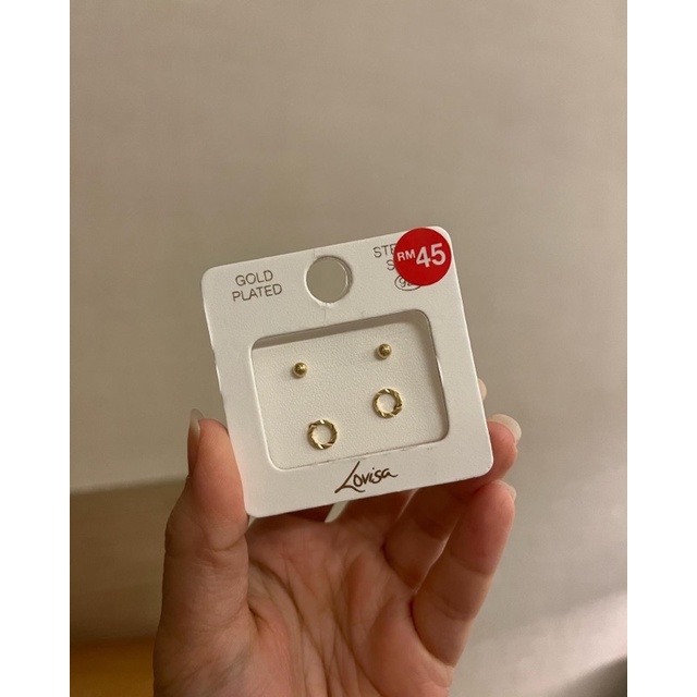 lovisa 925 sterling silver gold plated earring anting