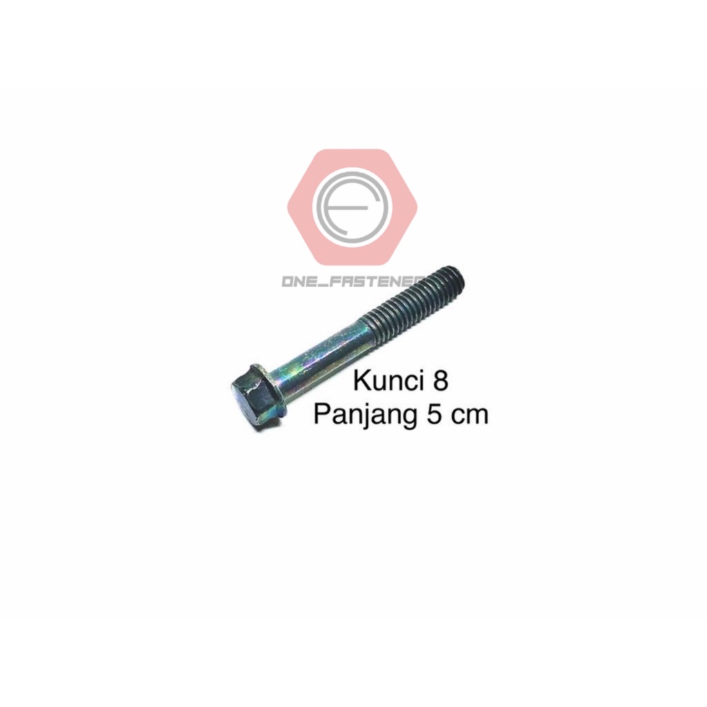 Baut Flange Bolt M6x50 Hijau Kunci 8 blok mesin cvt 6mm 5cm ulir 10