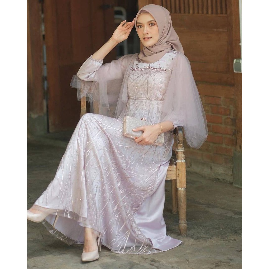 GRATIS ONGKIR + BAYAR DITEMPAT MODEL TERBARU 2022 Gamis brokat selendang / Baju Muslim Wanita / Gami