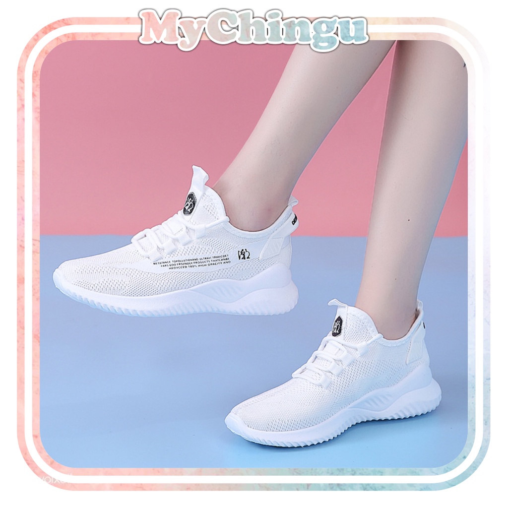 ❀ Chingu ❀ SEP018 (Tanpa Kotak) Sepatu Sneakers Wanita Simple Sporty Model Korea Fashion Casual Sport Santai Olahraga Import