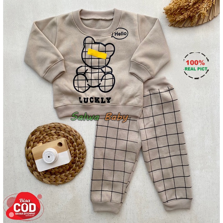 Setelan Sweater Setelan Joger Bayi Usia 3-12 Bulan Motif Lucky Almeera Baby and Kids